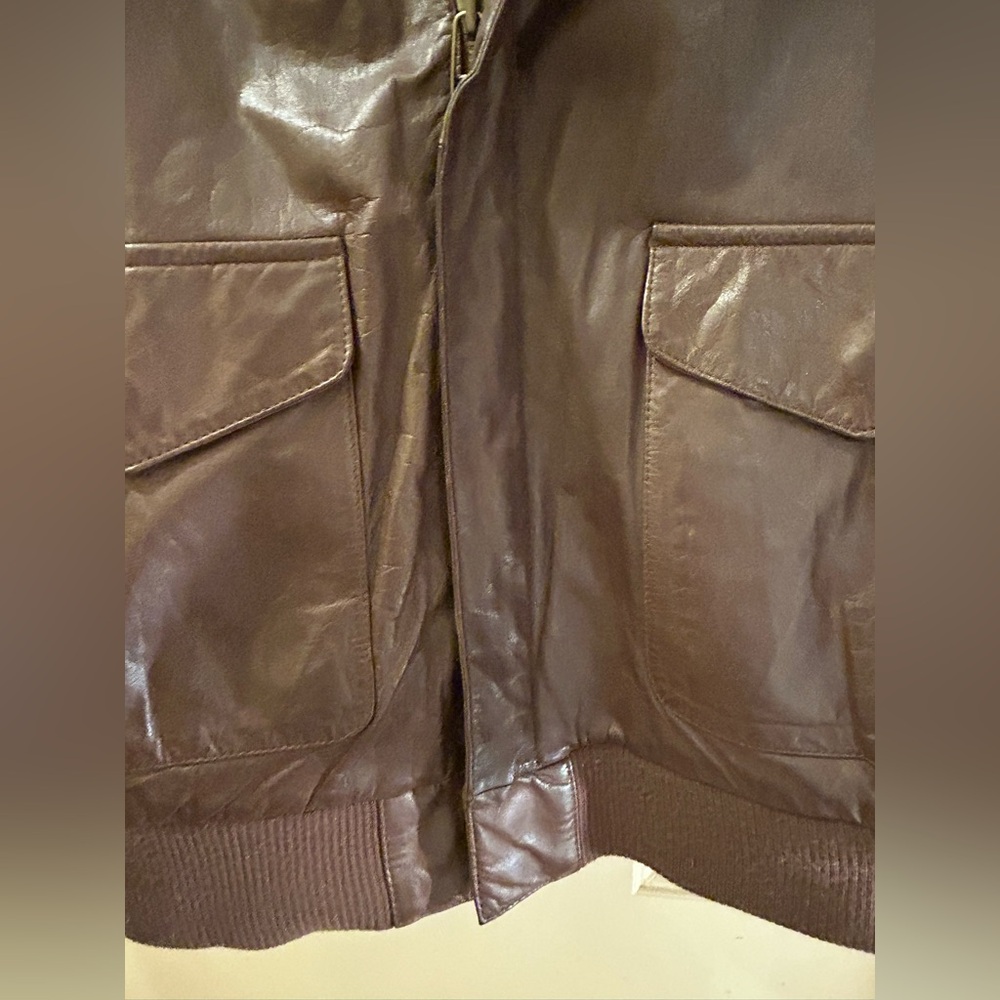 Repertoire Vintage Brown Leather Bomber Jacket - Picture 4 of 16